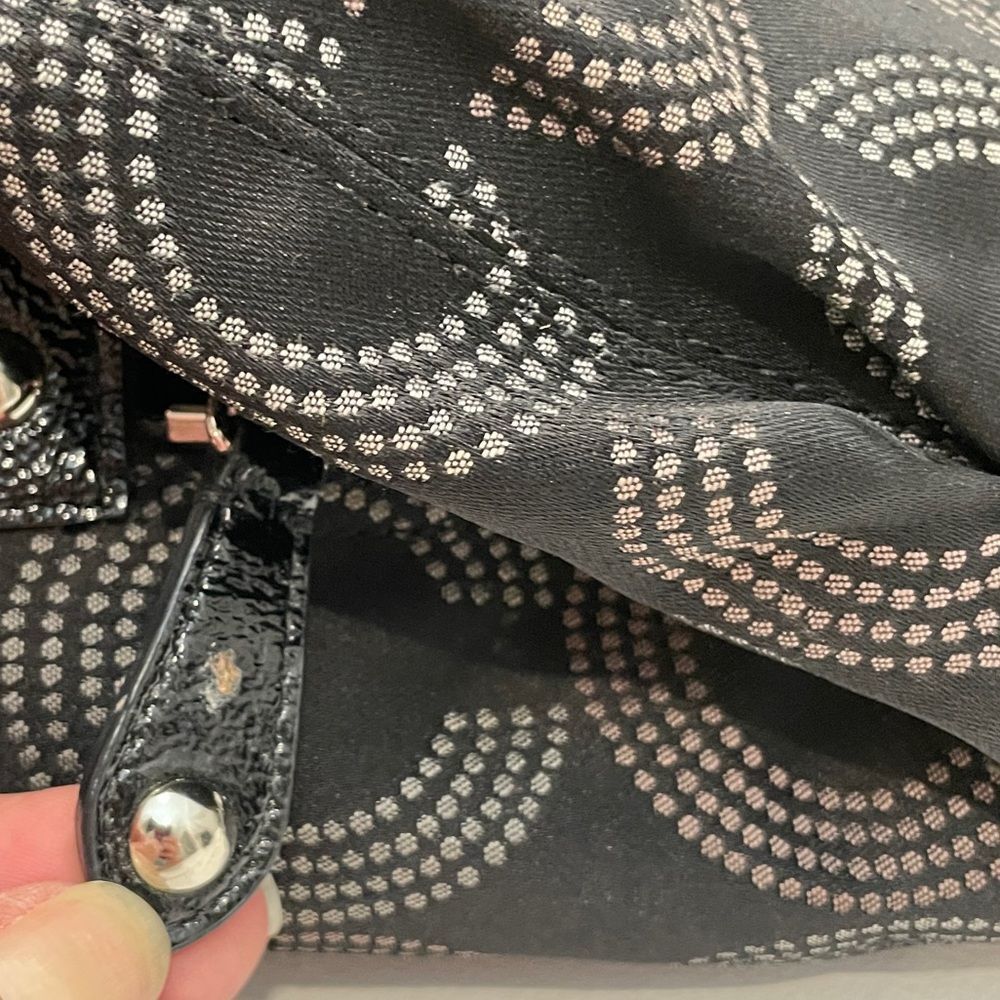 Coach Ashley Triple Compartment Dotted OP Art Hobo Tote Handbag Bag Black F21920 - Picture 15 of 16